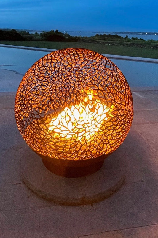 DAHLIA - FLOWER POWER  FIREBALL FIRE PIT 37.5” fireballfirepits.com